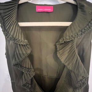 Pookie & Sebastian Olive Green Ruffled Dress